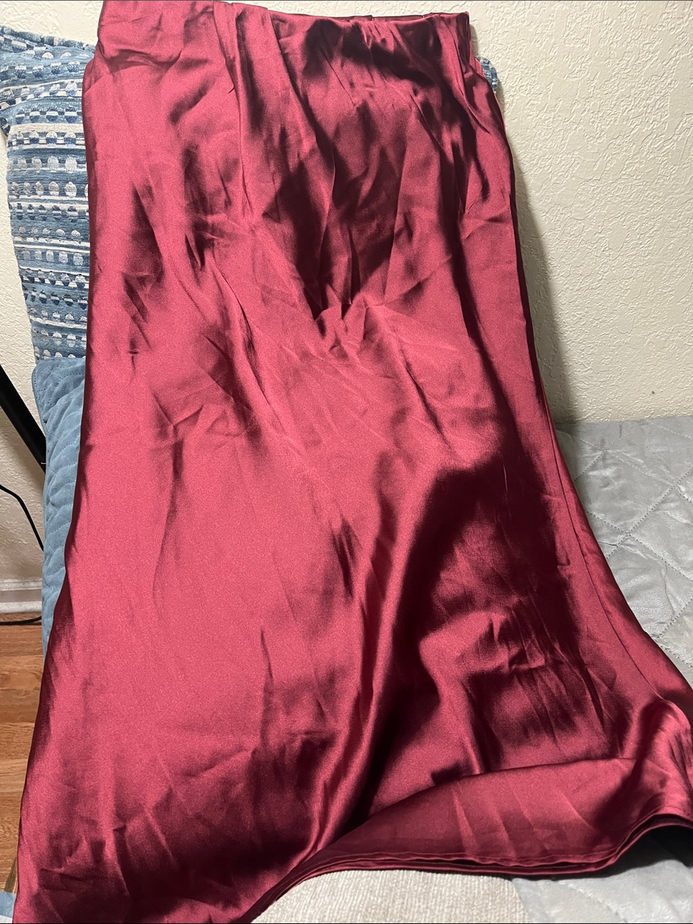 Satin Slip Skirt in burgundy